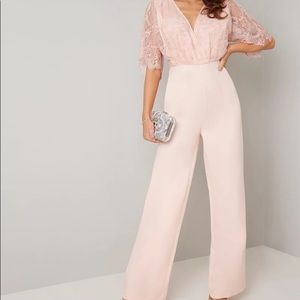 Chi Chi London pink lace jumpsuit